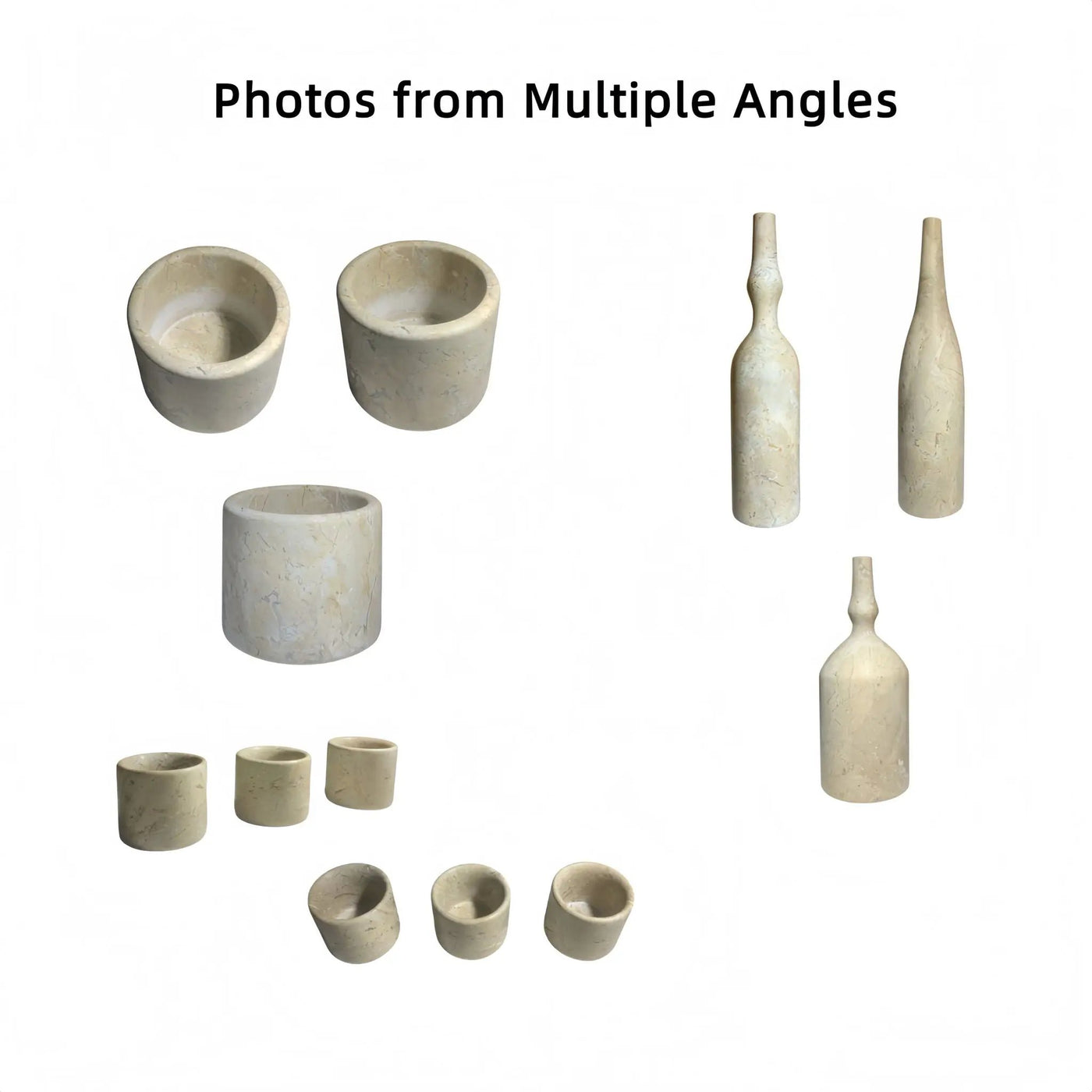 7 Pieces Luxury Natural Marble Living Room Accessories Set by Unique Piece Furniture