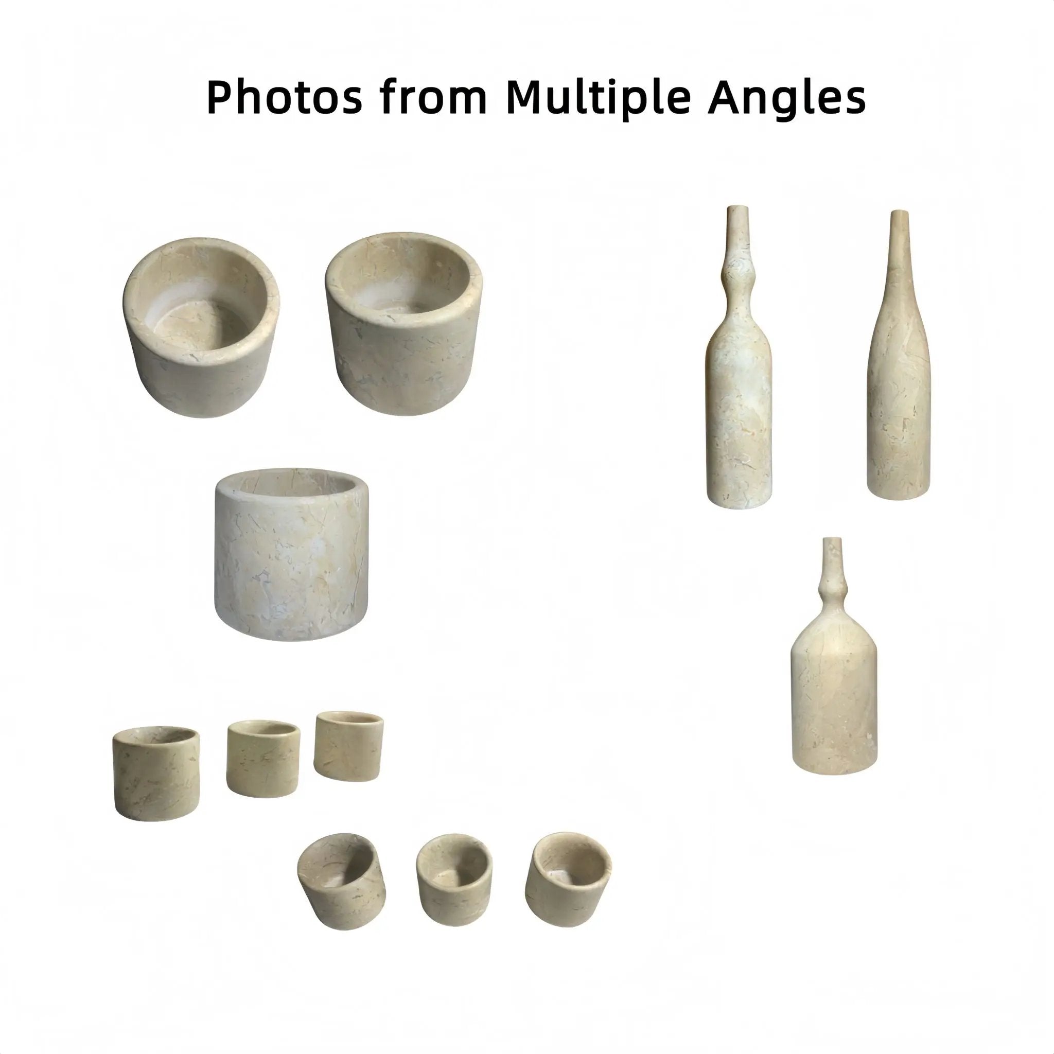 7 Pieces Luxury Natural Marble Living Room Accessories Set by Unique Piece Furniture
