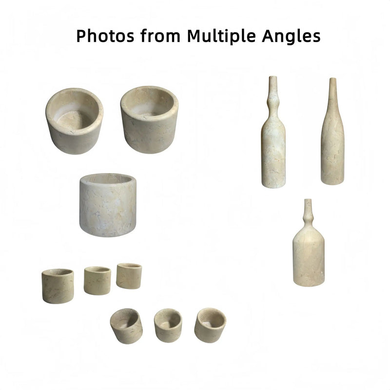 7 Pieces Luxury Natural Marble Living Room Accessories Set by Unique Piece Furniture