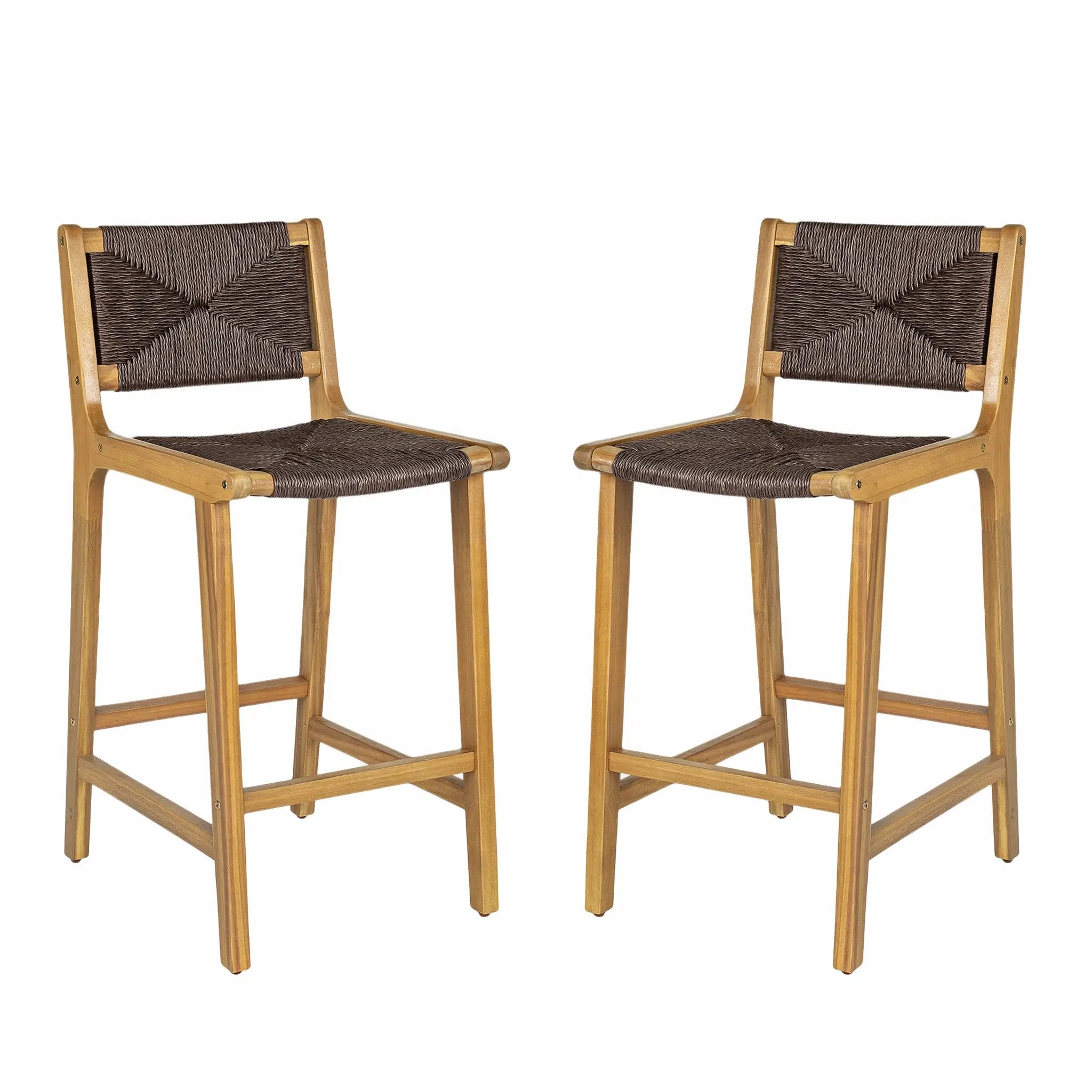 Acacia Wood Outdoor Armless Barstool - Teak Set of 2 by HouseOfZazla