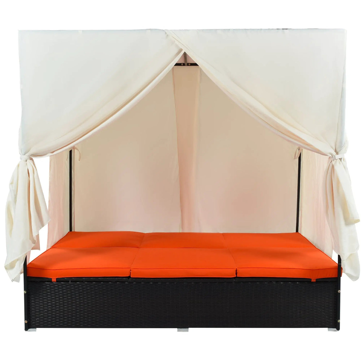 U_STYLE Outdoor Double Chaise Lounge Daybed with Curtains by HouseOfZazla