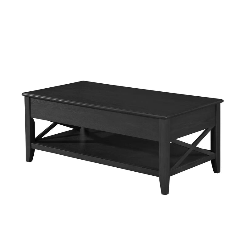 Decatur Farmhouse Lift Top Coffee Table With Storage - Black / Ash by HouseOfZazla