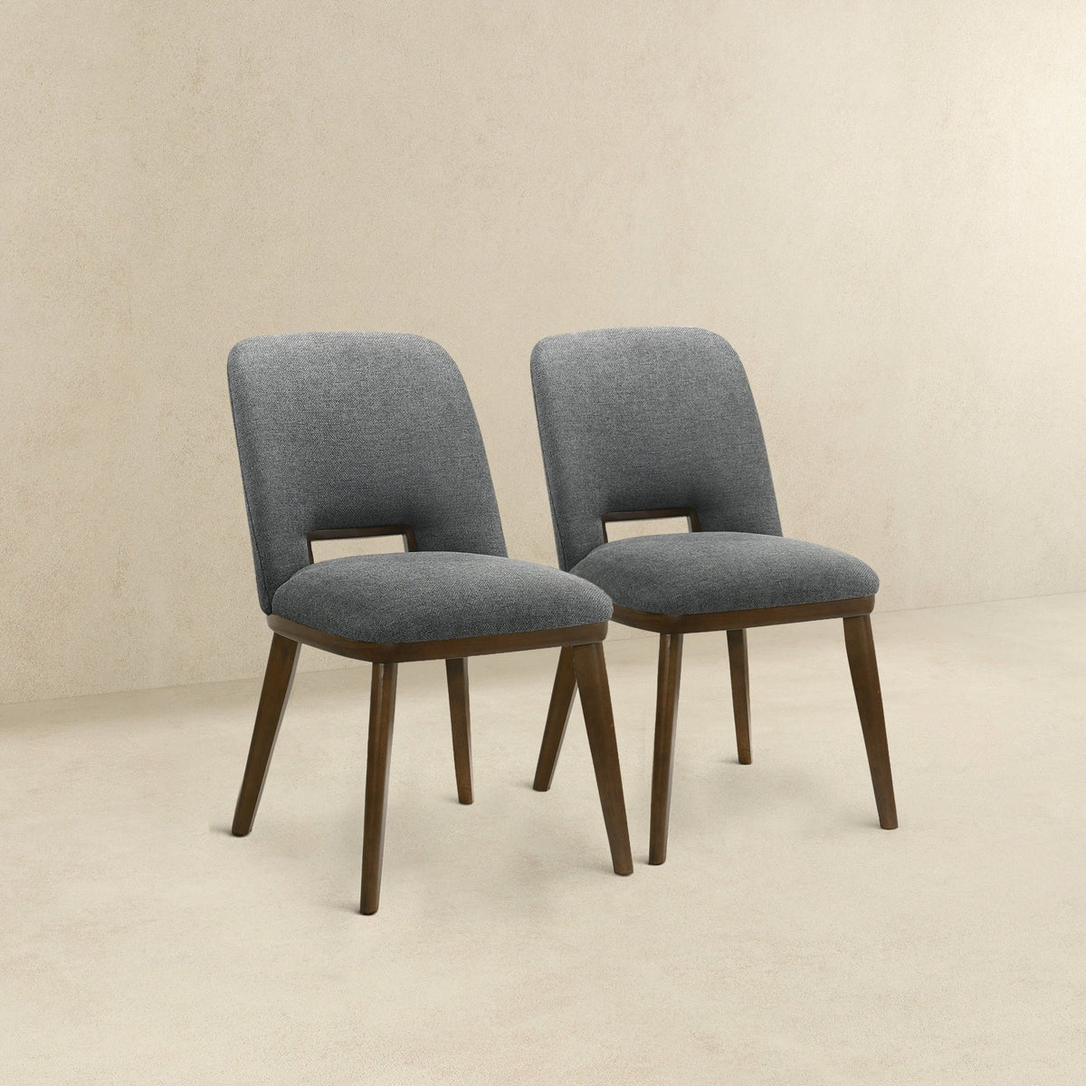 Modern Dining Chair Set of 2 with Walnut Base - Gray or Dark Gray, photo 29 of 31