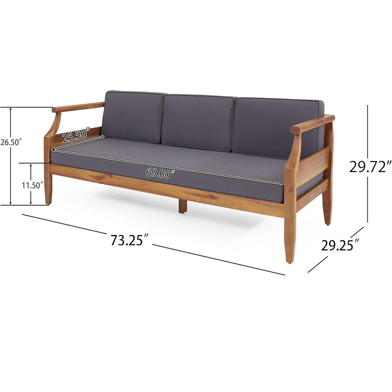 Bianca - Outdoor 3 Seater Sofa Chat Set With Ottoman - Teak by HouseOfZazla