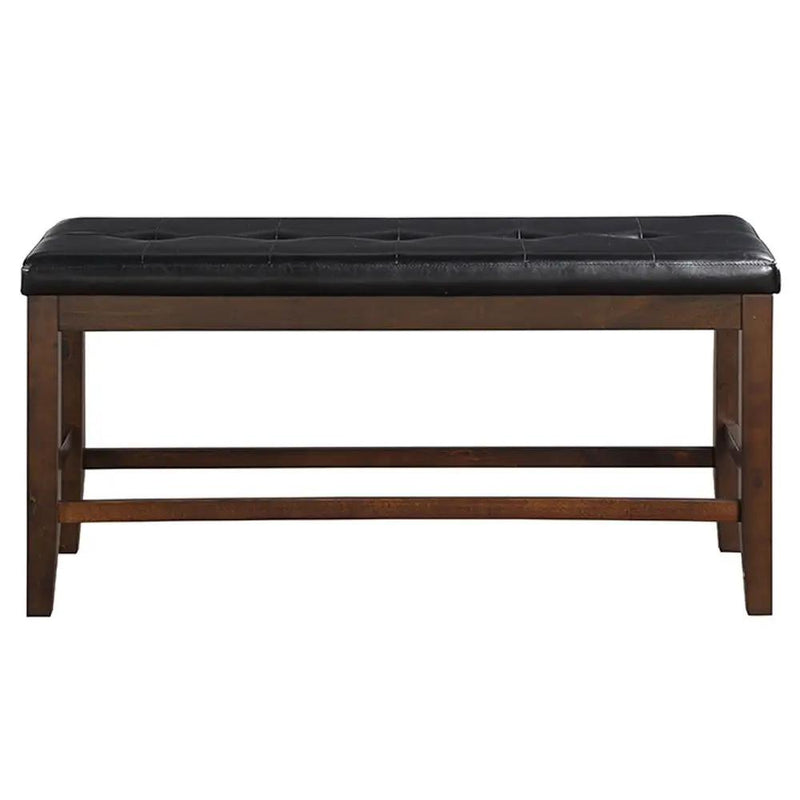 Urbana - Counter Height Bench - Black Synthetic Leather & Espresso by Unique Piece Furniture
