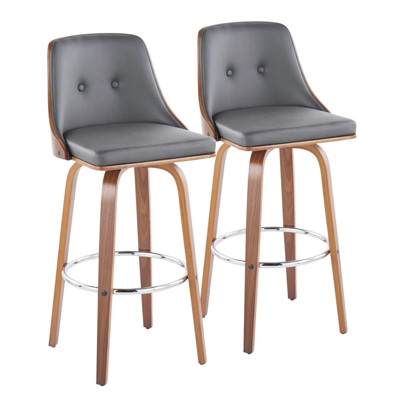 Gianna - Mid Century Modern Fixed Height Barstool With Swivel With Round Footrest (Set of 2) by Unique Piece Furniture