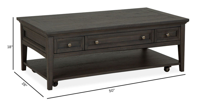 Westley Falls - Rectangular Cocktail Table With Casters - Graphite, photo 7 of 7