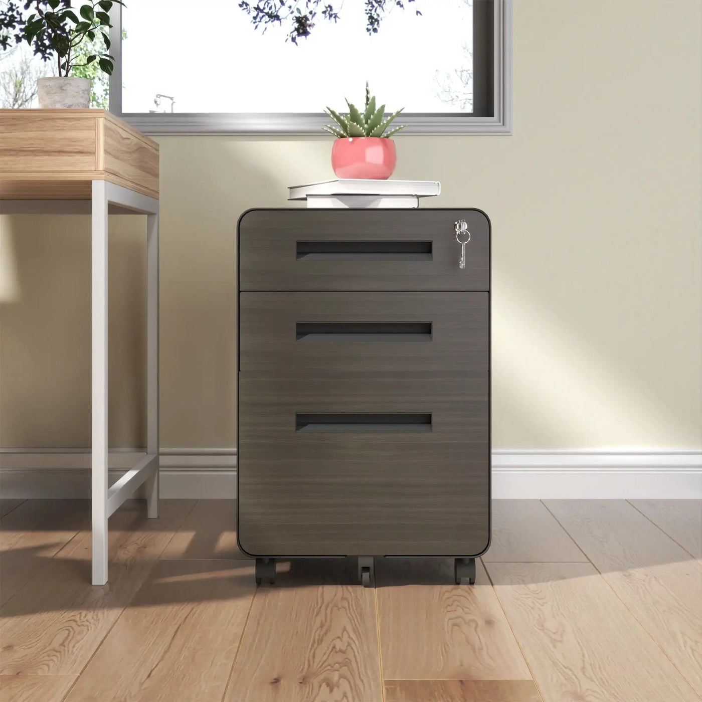 3-Drawer Mobile File Cabinet with Lock and Casters by HouseOfZazla
