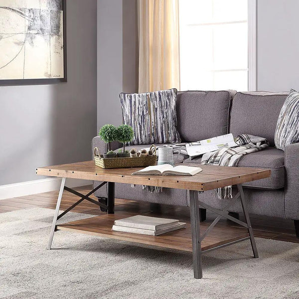 Ikram - Coffee Table - Weathered Oak & Sandy Black