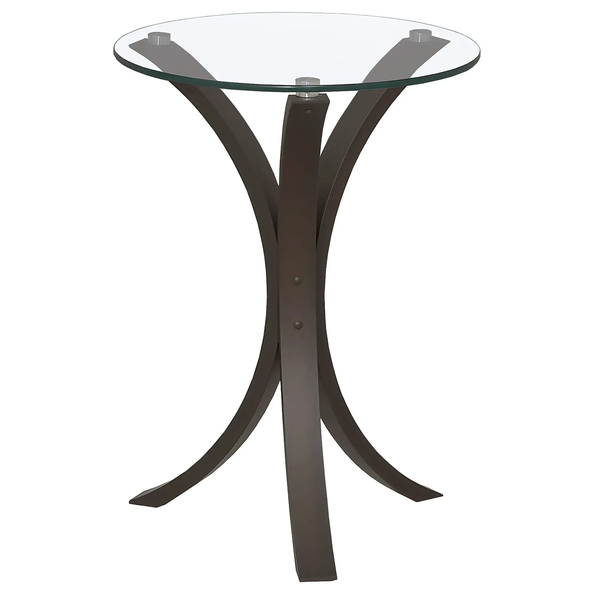 Edgar Round Glass Top Accent Side Table Cappuccino by Unique Piece Furniture