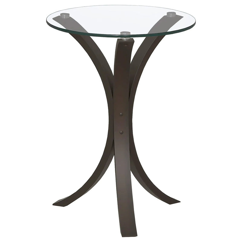 Edgar Round Glass Top Accent Side Table Cappuccino by Unique Piece Furniture