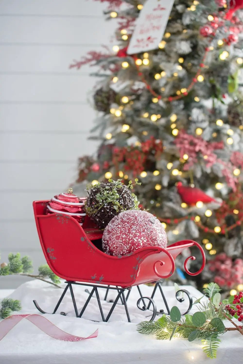 Iron Sleigh Large, Distressed Christmas Santa Sleigh Holiday Decoration by HouseOfZazla