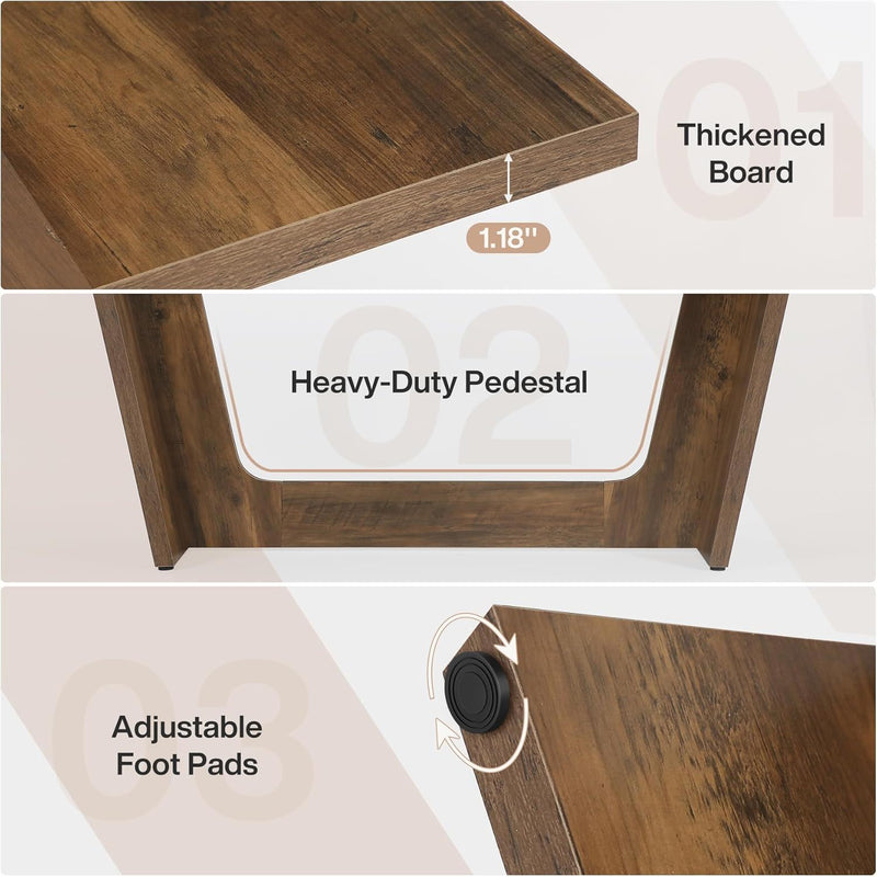 Executive Desk For Home Office, Computer Table With Pedestal, Large Writing Workstation - Brown by HouseOfZazla