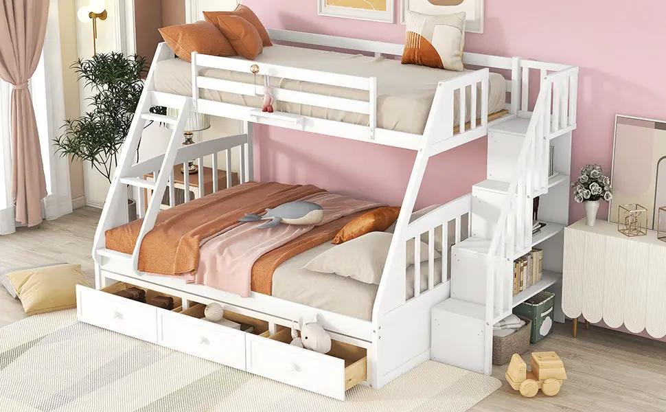 Bunk Bed With Drawers, Ladder And Storage Staircase by HouseOfZazla