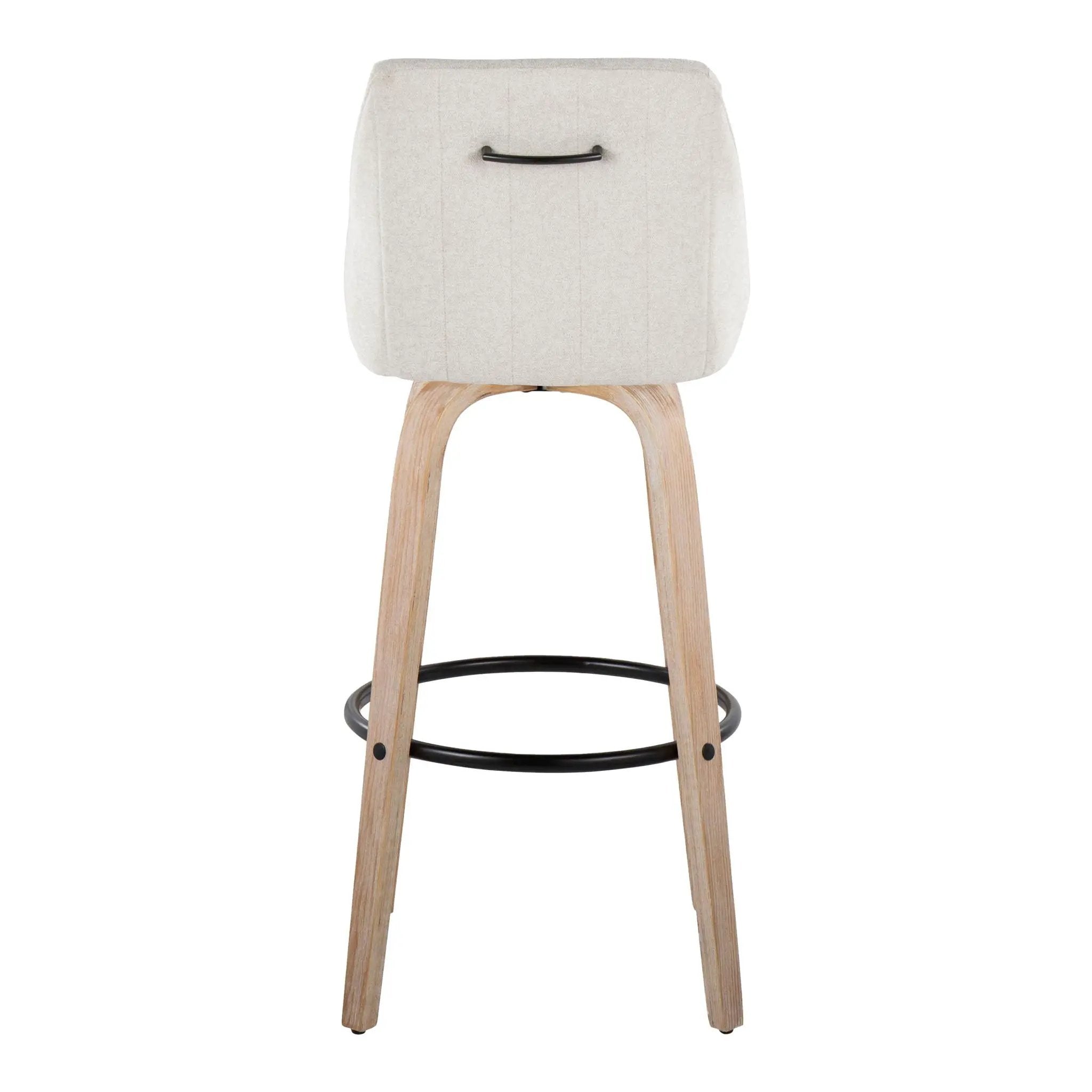 Hannah - Transitional Fixed Height Barstool With Swivel With Round Footrest (Set of 2) by HouseOfZazla