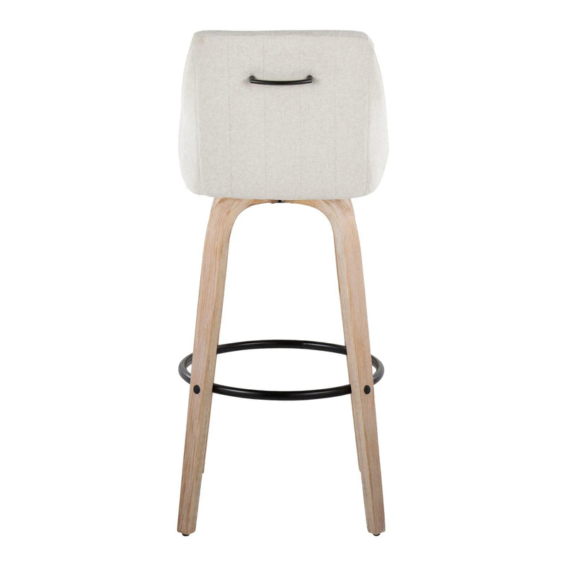 Hannah - Transitional Fixed Height Barstool With Swivel With Round Footrest (Set of 2) by HouseOfZazla