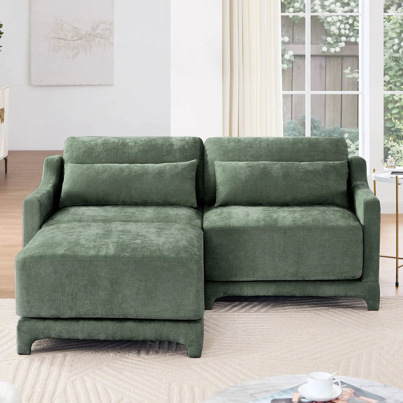 Stylish Sofa With Ottoman And Lumbar Pillows, Ergonomic Design by Unique Piece Furniture