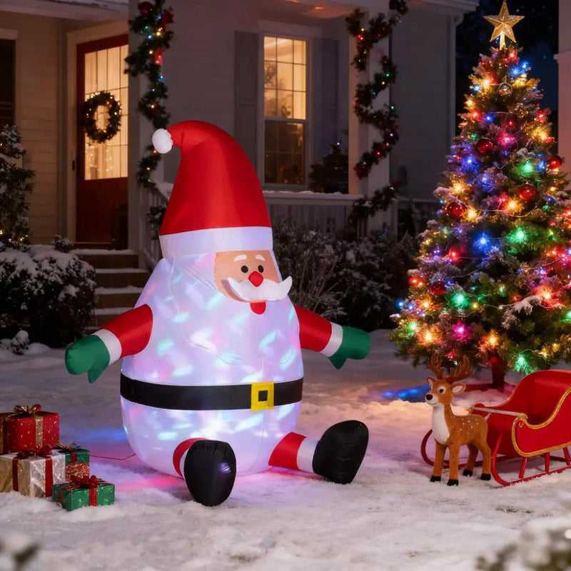 Inflatable Christmas Santa Claus with Rotating Magic Ball Light by HouseOfZazla