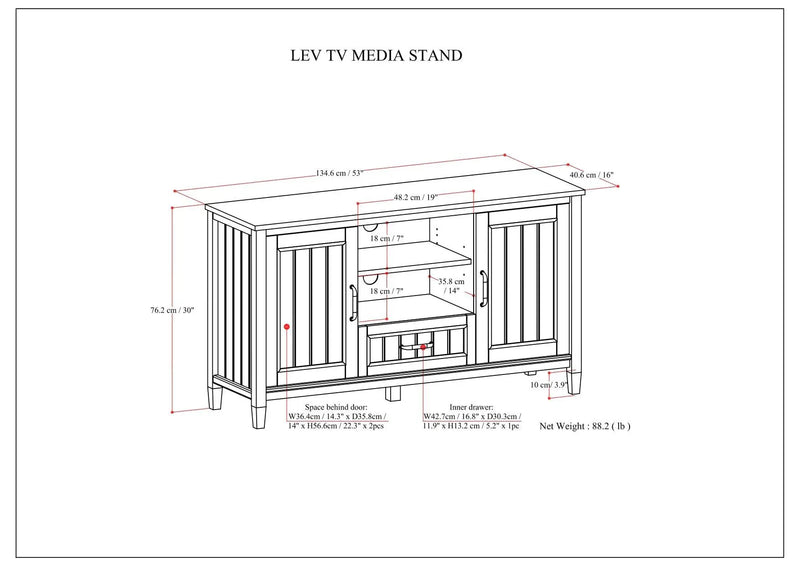 Lev - TV Media Stand - Smoky Brown by HouseOfZazla