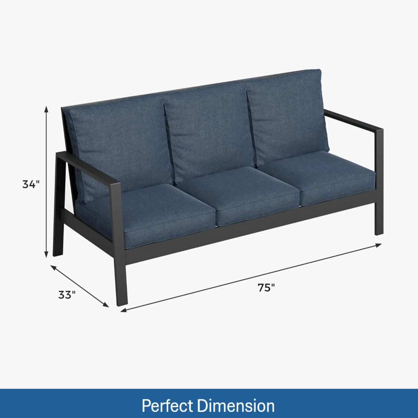 3 Seat All-Weather Patio Sofa With Cushions by HouseOfZazla