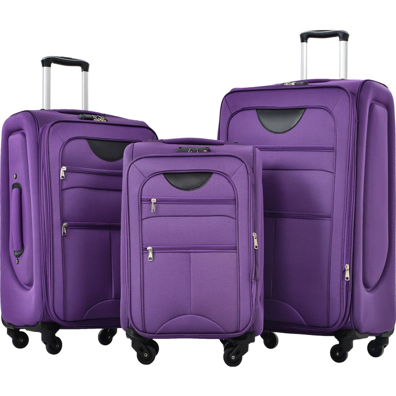 Softside Luggage Expandable 3 Piece Set Suitcase Upright Spinner Softshell Lightweight Luggage Travel Set by HouseOfZazla