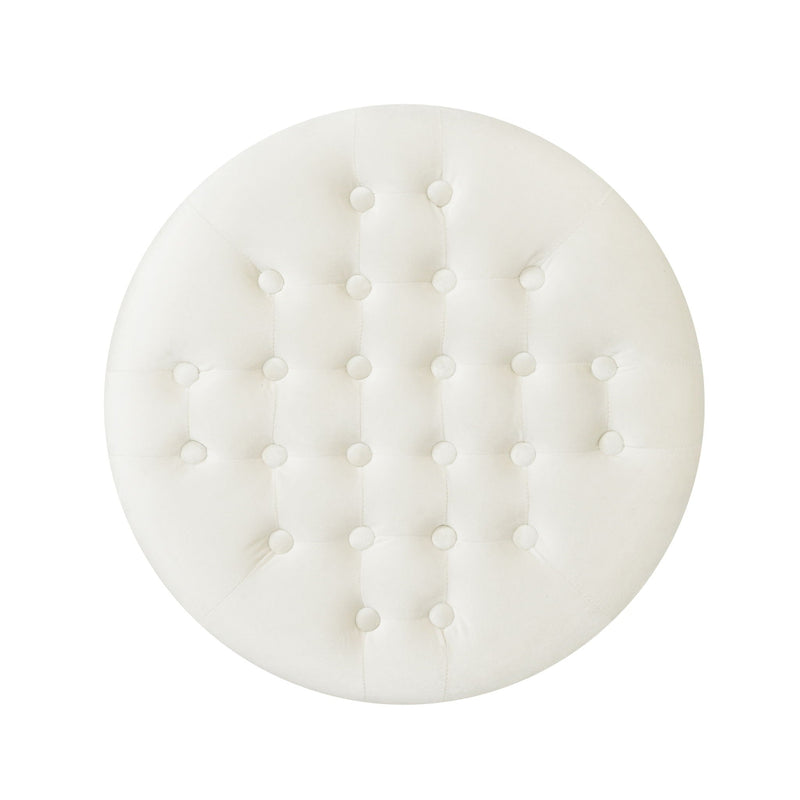 Elegant Round Ottoman Footstool With Studded Rim by HouseOfZazla