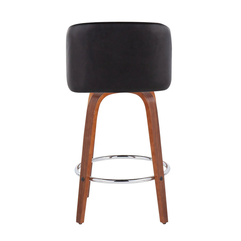 Toriano - Mid-Century Modern Fixed Height Counter Stool With Round Footrest (Set of 2) by HouseOfZazla