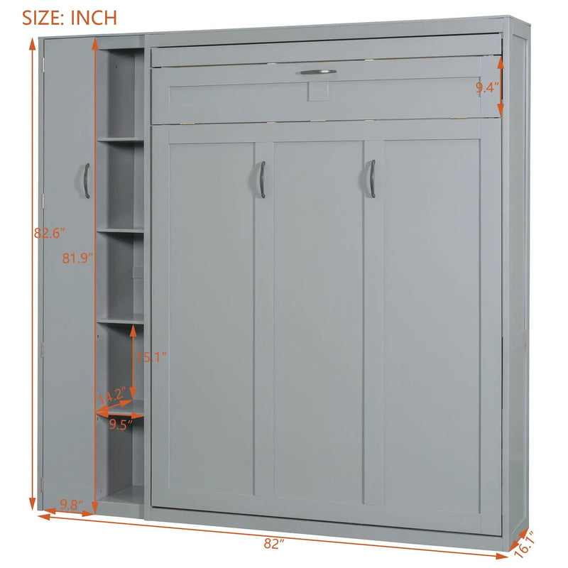 Murphy Wall Bed With Shelves, Wardrobe And LED Lights by Unique Piece Furniture