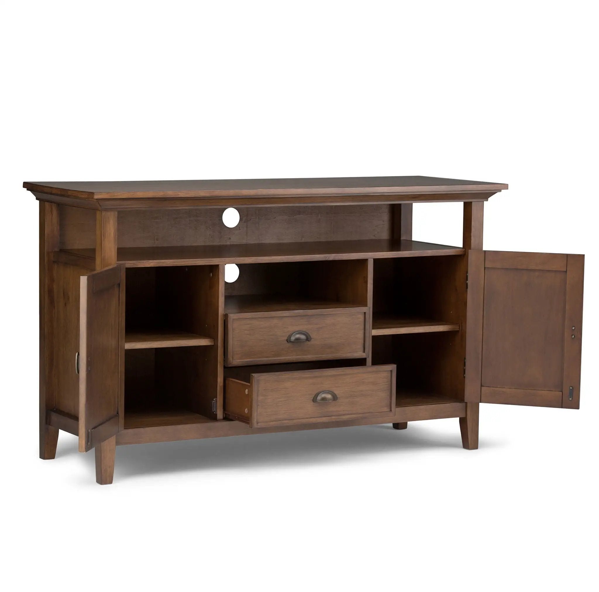 Redmond - Tall TV Media Stand - Rustic Natural Aged Brown by HouseOfZazla