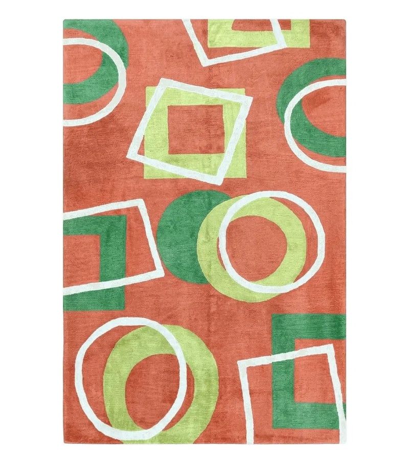 Abstract Rug 6x9, Modern Contemporary Rug, Red-Orange Green by Jewel Rugs