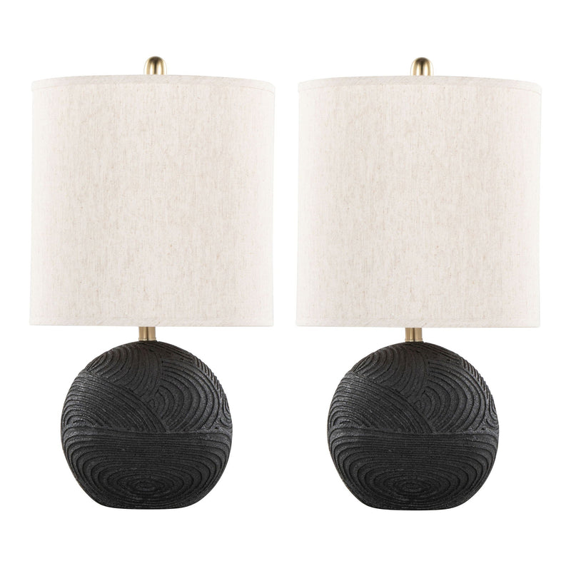 Kona - Contemporary Table Lamp (Set of 2) - Matte Black / Natural by HouseOfZazla