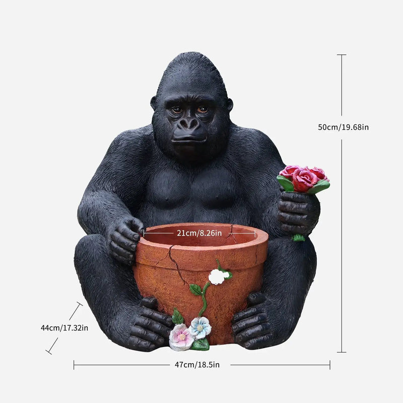 Outdoor Garden Sculpture Chimpanzees Flower Pot Planter by HouseOfZazla