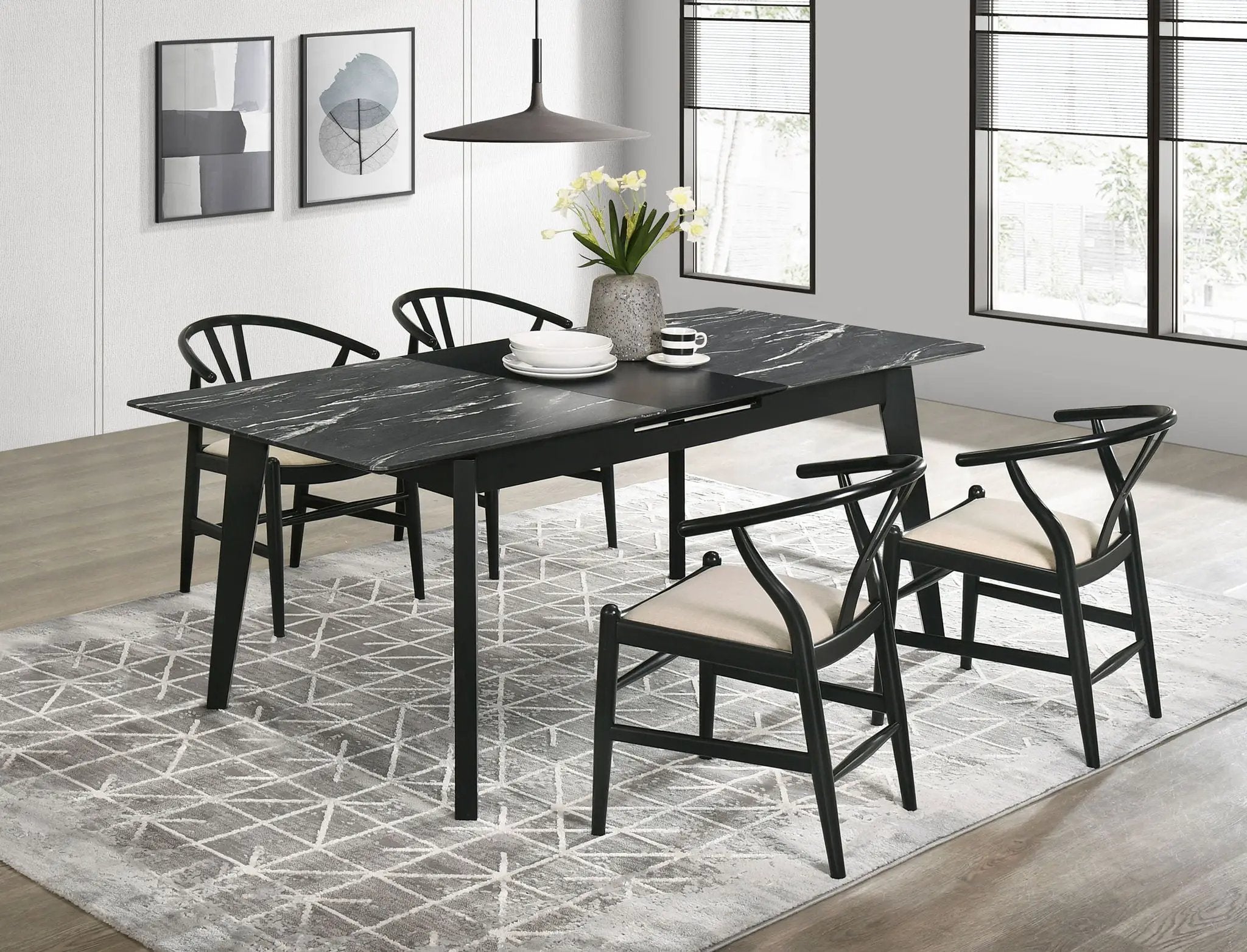 Crestmont 5-piece Extension Leaf Dining Table Set Black by Unique Piece Furniture