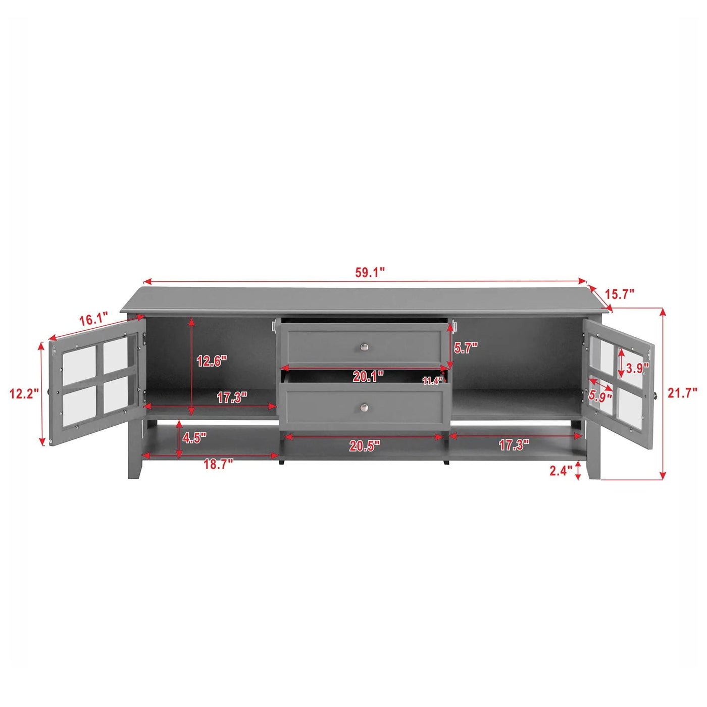 TV Stand, Entertainment Center With Dual Drawers And Hidden Storage, Cabinet With Soft Closing Doors And Sleek Panel Design by Unique Piece Furniture