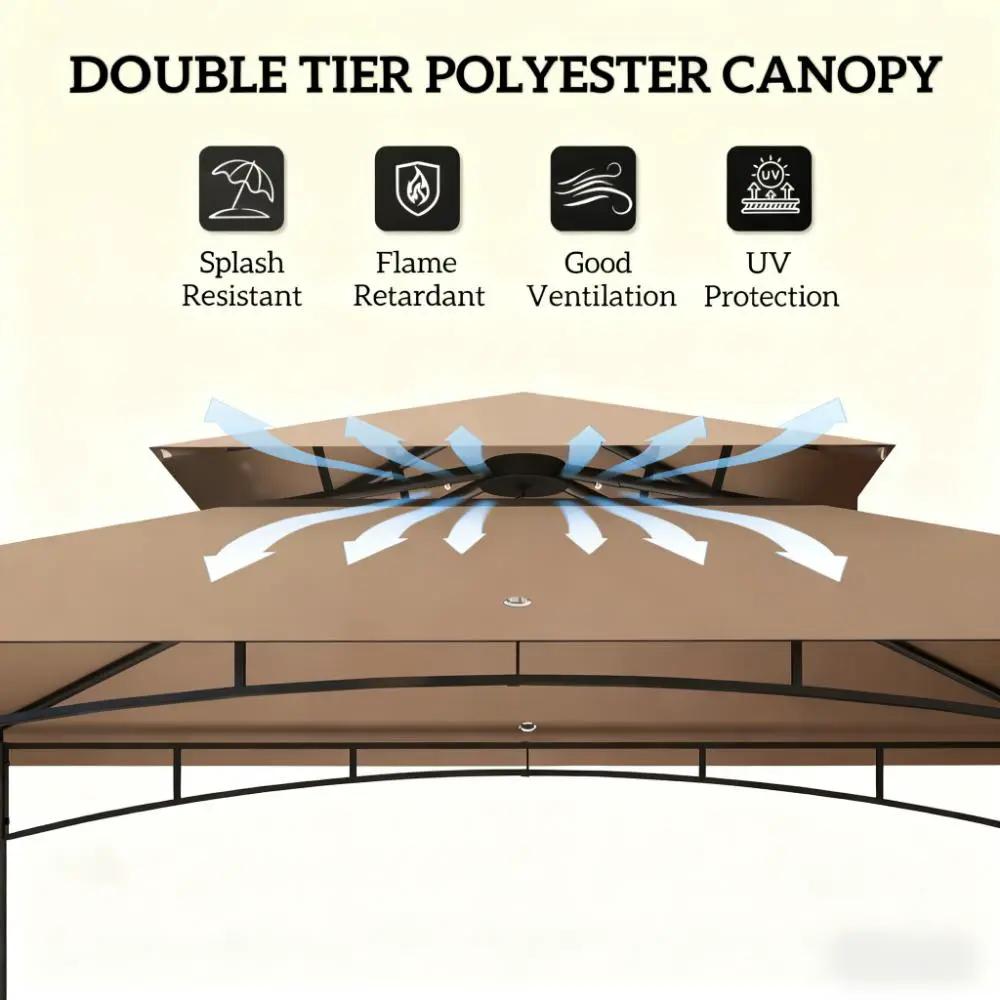 Ventilated Barbecue Gazebo Shelter with Side Awning, Shelves, and Hooks by HouseOfZazla