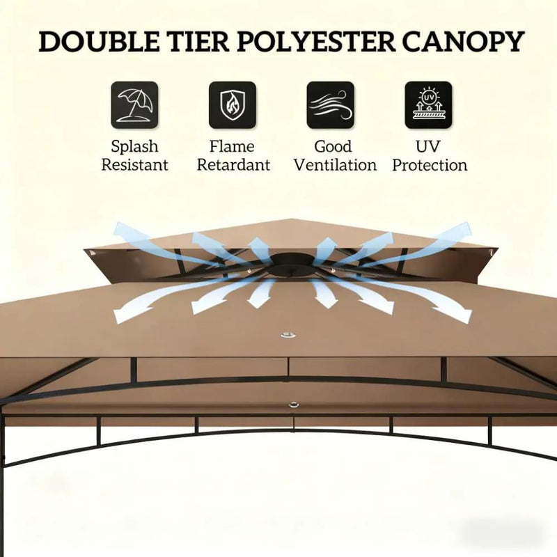 Ventilated Barbecue Gazebo Shelter with Side Awning, Shelves, and Hooks by HouseOfZazla