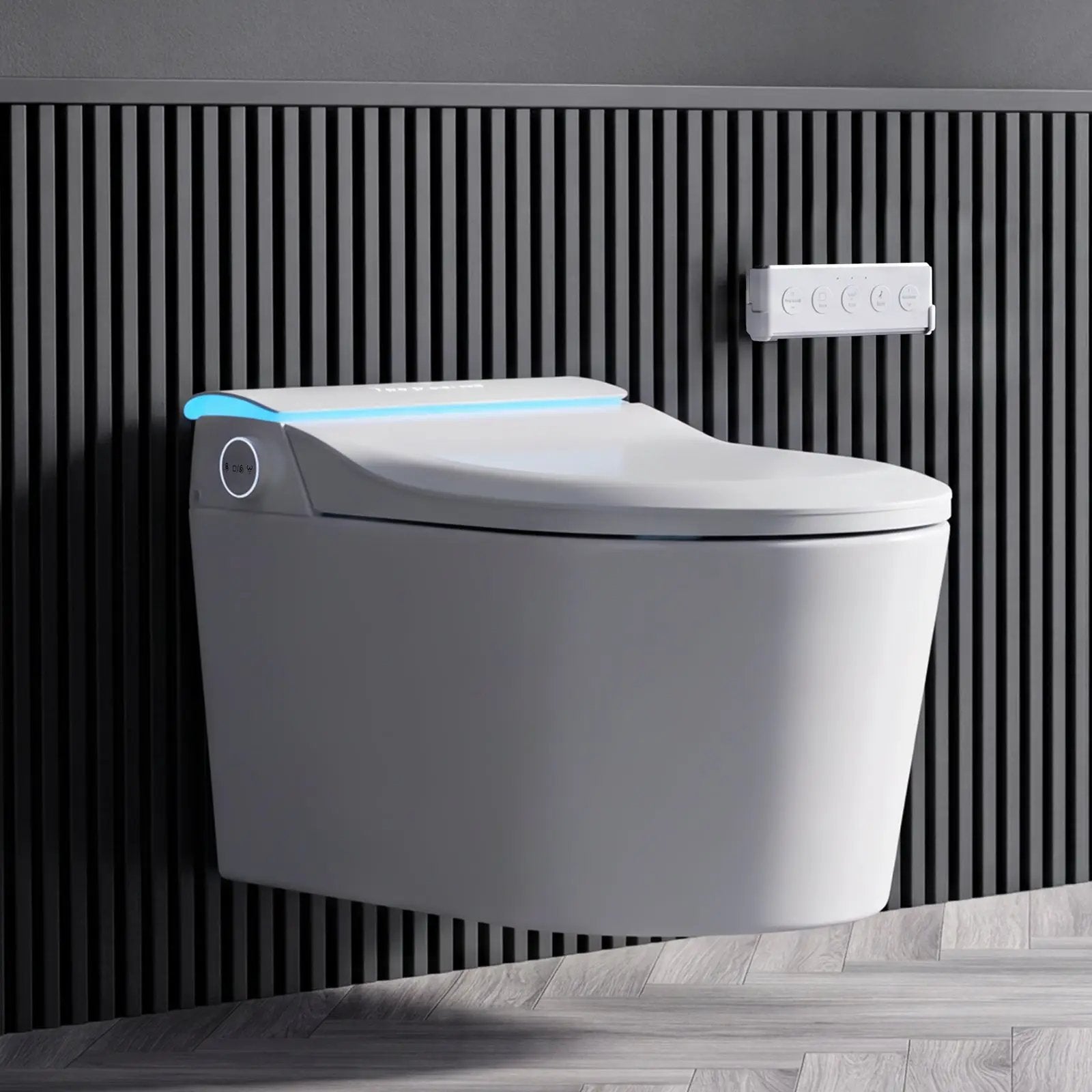Wall-Mounted Smart Toilet with Automatic Lid Opening by HouseOfZazla