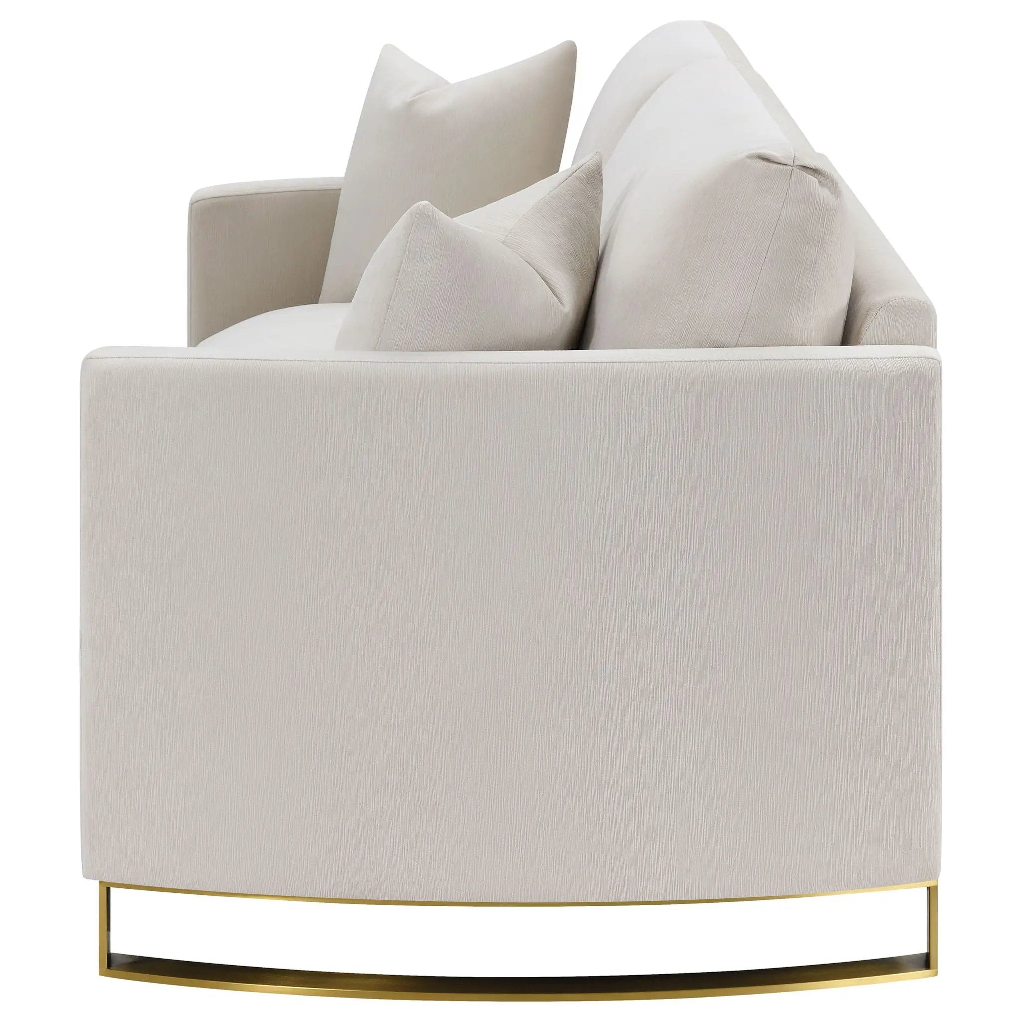 Corliss Upholstered Curved Track Arm Loveseat Beige by Unique Piece Furniture