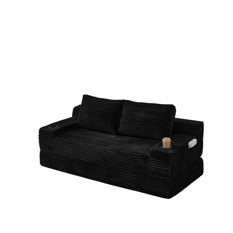 70.8-Inch Corduroy Two-in-One Sofa Bed by HouseOfZazla