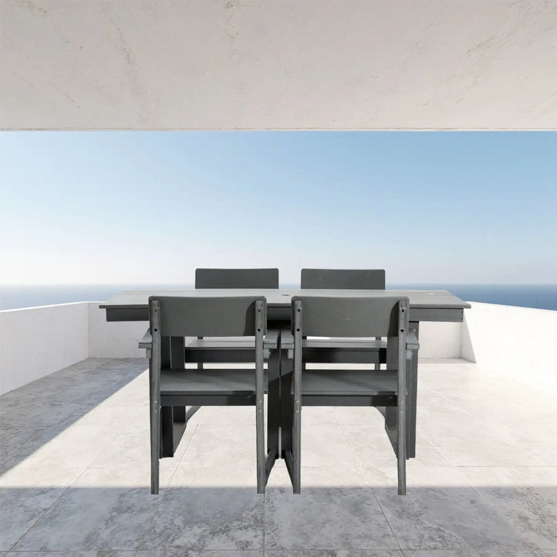 5 Piece Outdoor Dining Set, Table With Umbrella Hole And 4 Armrest Chairs by Unique Piece Furniture