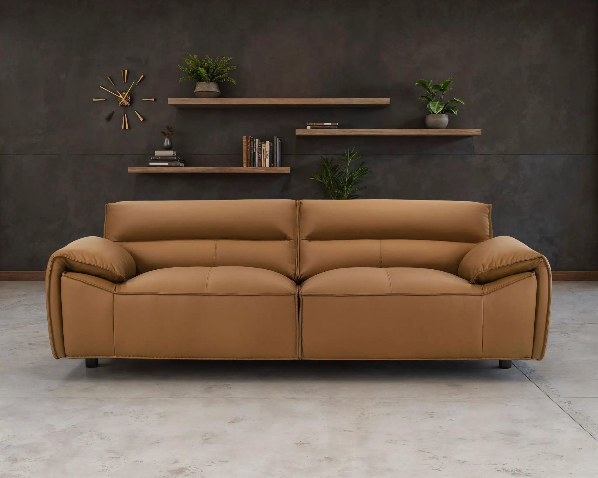 Buxton Top Grain Leather Upholstered Sofa Orange by Unique Piece Furniture