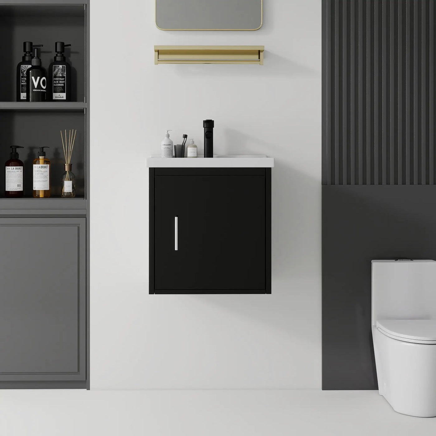20 Inch Floating Bathroom Vanity with Sink, Soft-Close Door, Ceramic Sink, Plywood by HouseOfZazla