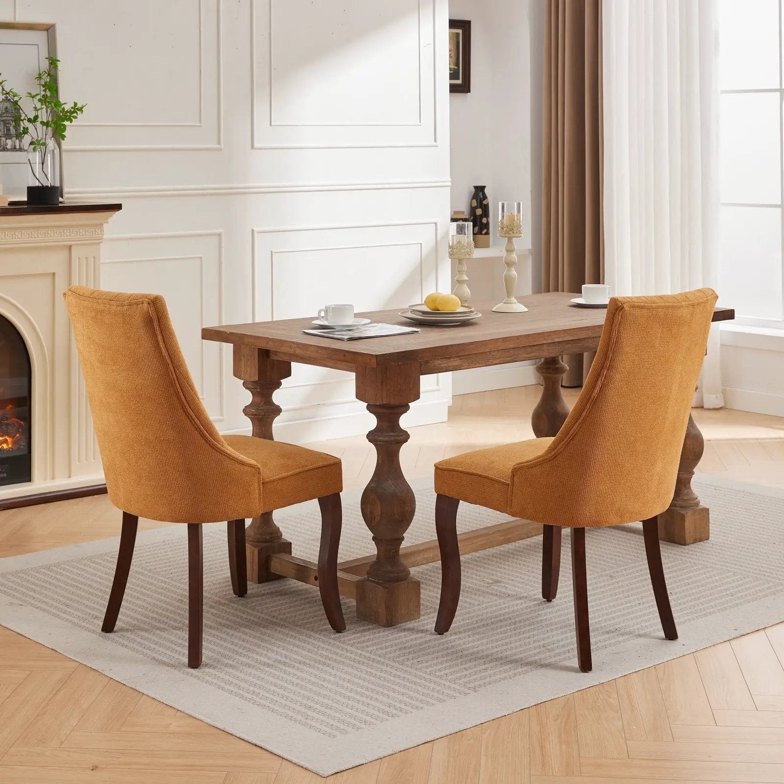 Set of 2 Rayon Cloth Flocking Linen Dining Chairs by BLAKHOM