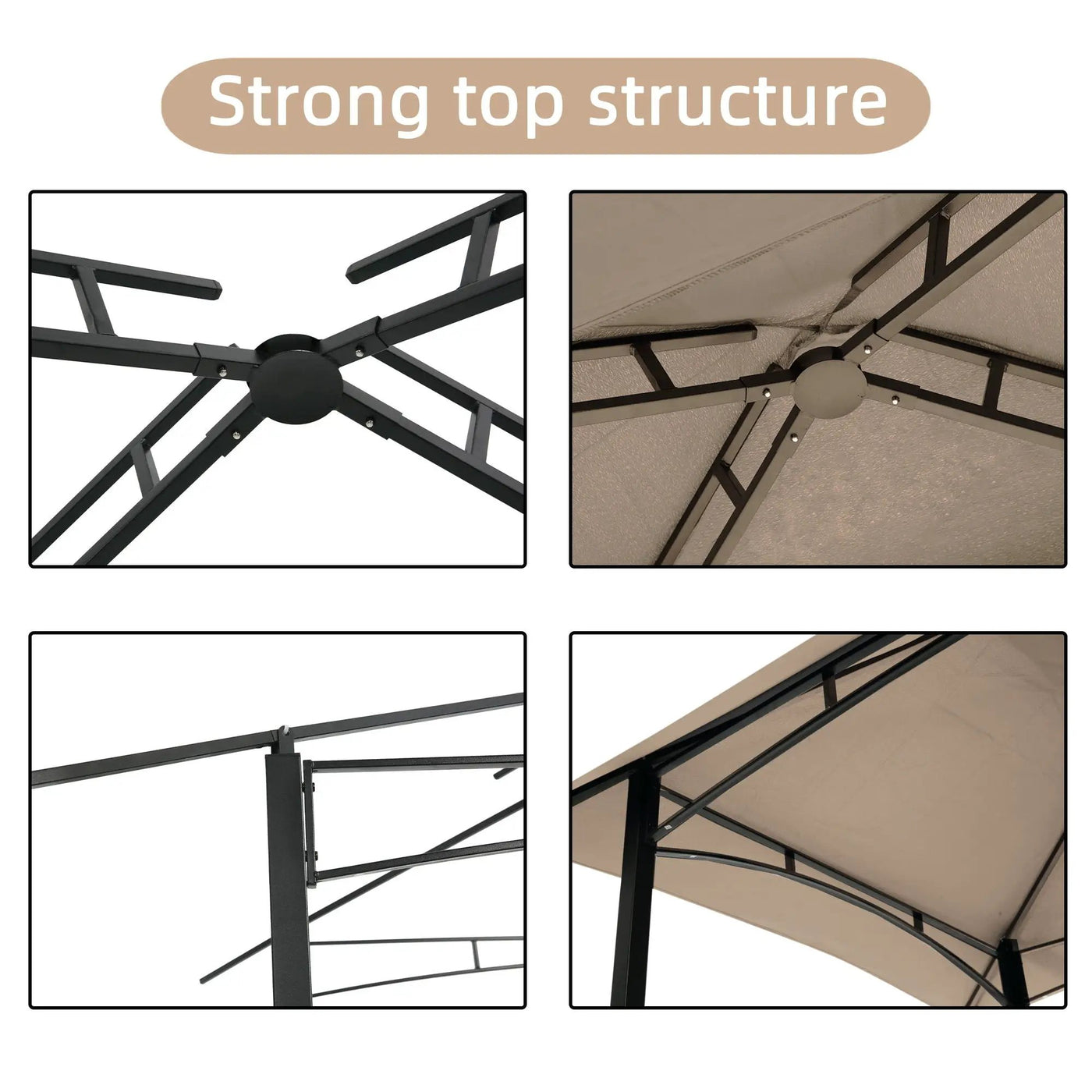 Outdoor Grill Gazebo With Double Tier Soft Top Canopy, Steel Frame, Bar Counters & Hook by HouseOfZazla