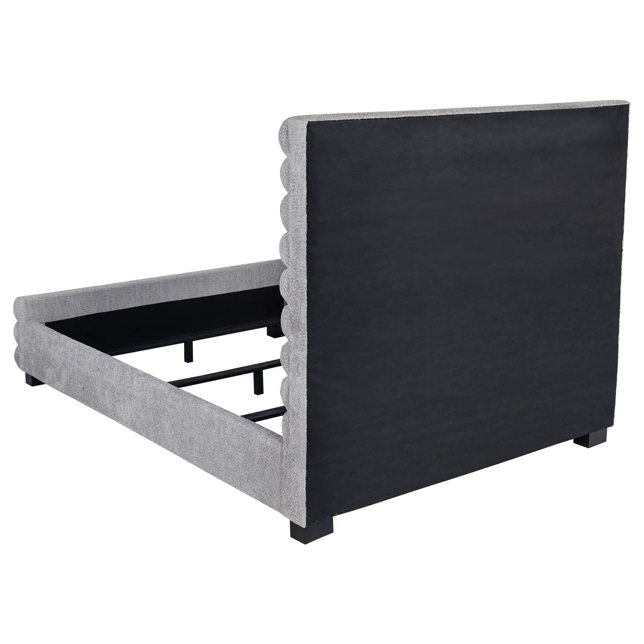 Queen Bed With Textured, And Tufted Headboard - Gray by HouseOfZazla