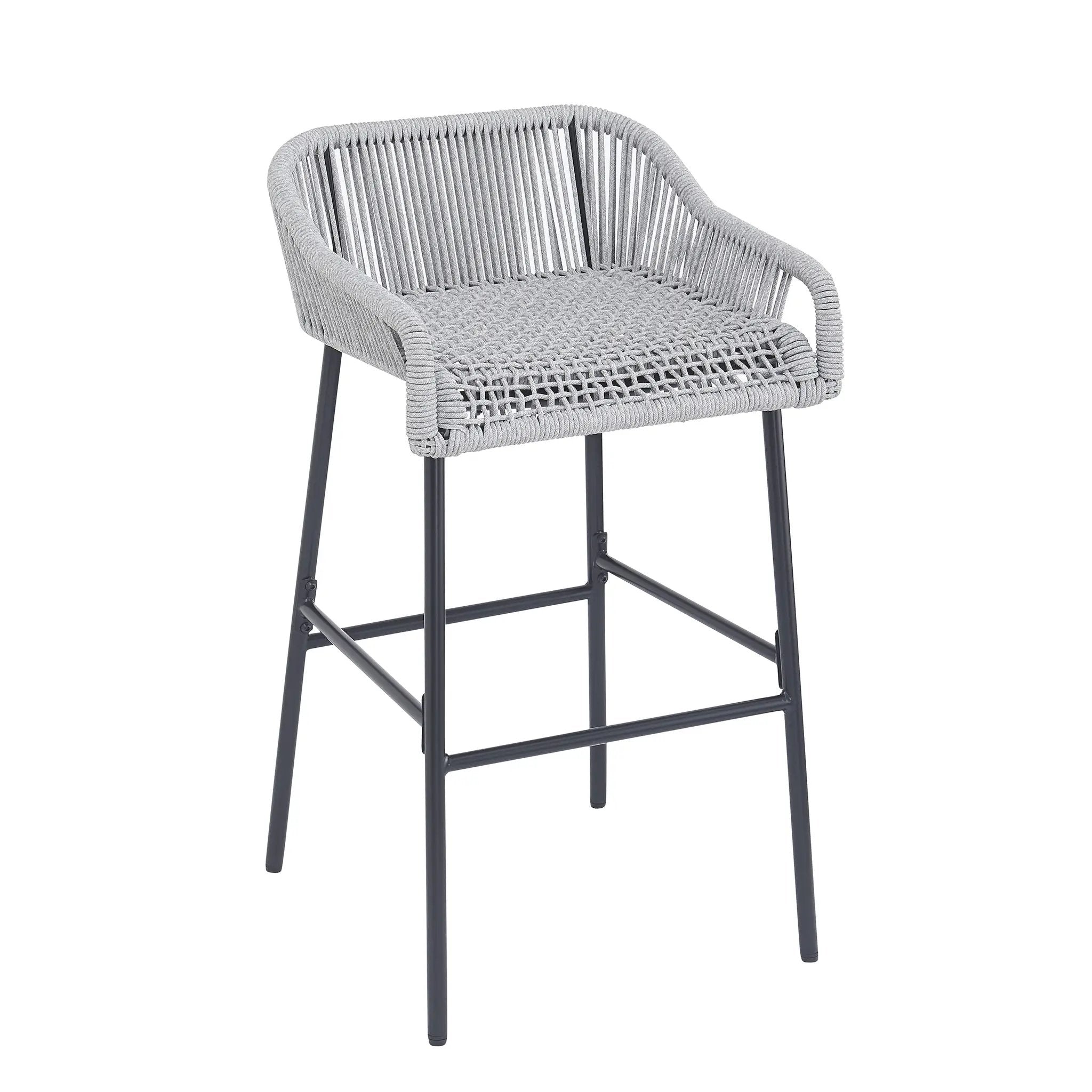 La Push Outdoor Patio Light Gray Rope Bar Stool, Set of 2 by HouseOfZazla