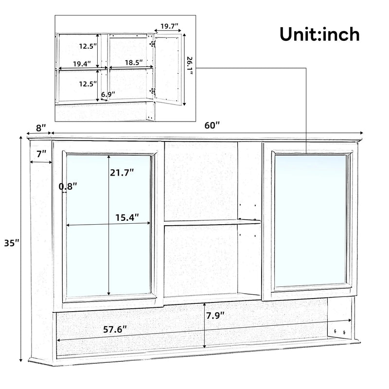 Double Sink Bathroom Vanity Set with Wall Mount Mirror Cabinet by HouseOfZazla