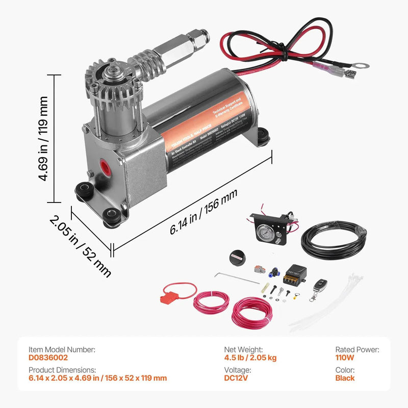 Air Shock Controller Kit 12V 100PSI On-Board Air Compressor System by HouseOfZazla