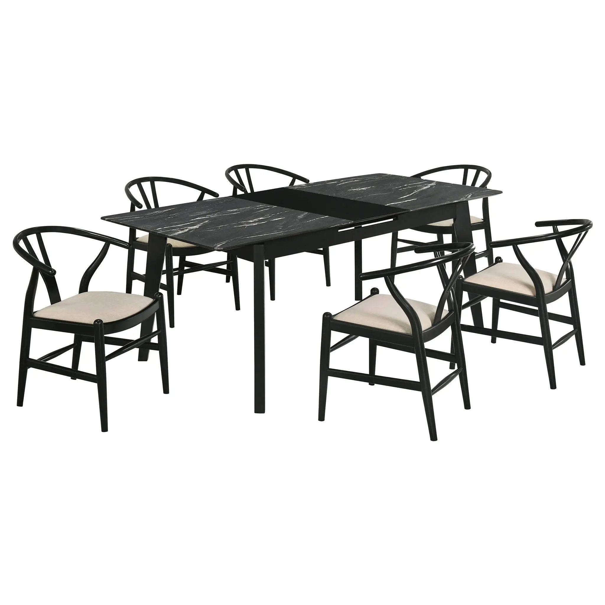 Crestmont 7-piece Extension Leaf Dining Table Set Black by Unique Piece Furniture