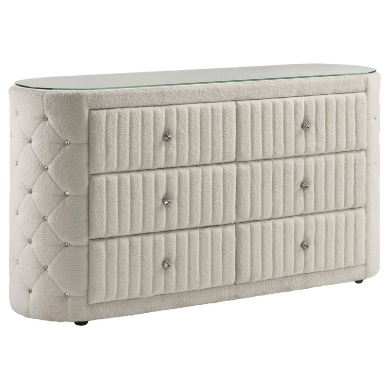 Sonya 5-piece Upholstered Eastern King Bedroom Set Ivory by Unique Piece Furniture